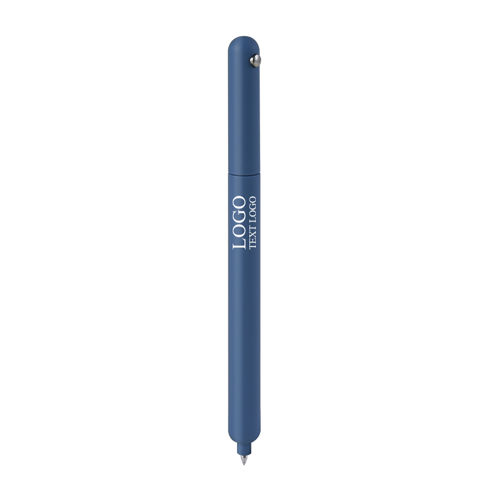 Novel Anti-roll Design Rotating Retractable Signature Pen -30% blue with logo