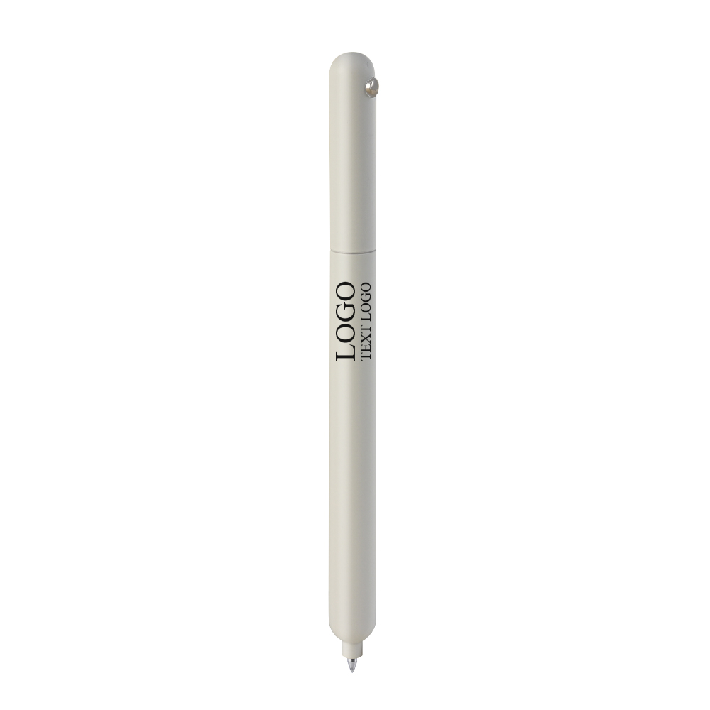 Novel Anti-roll Design Rotating Retractable Signature Pen -30% white with logo