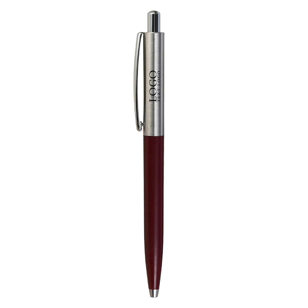 Premium Silver Metallic Glossy Click Pen- Save 30% red with logo