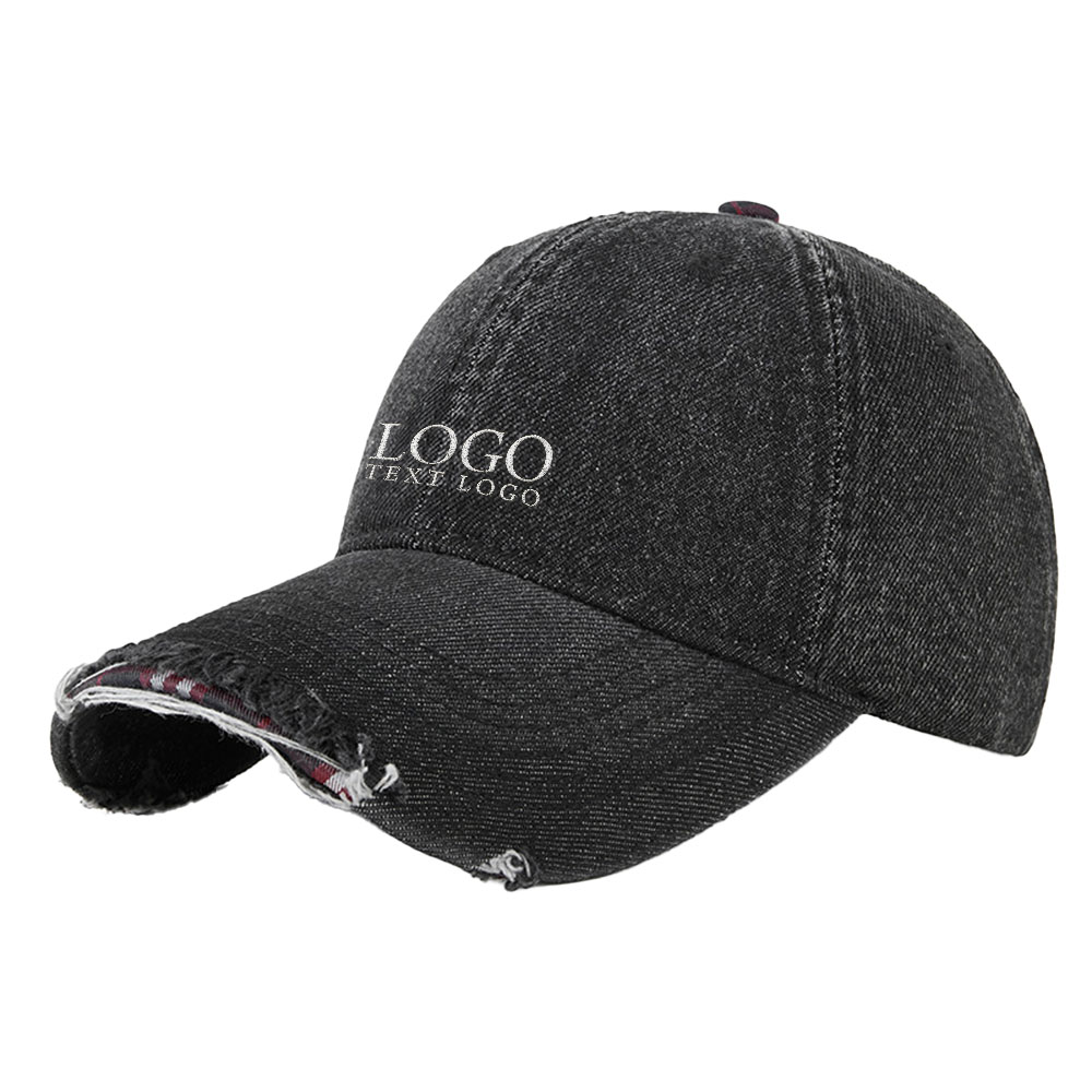 Vintage Denim Washed Baseball Hat Black With Logo