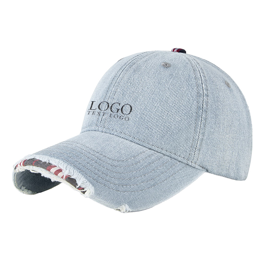 Vintage Denim Washed Baseball Hat Demin Blue With Logo