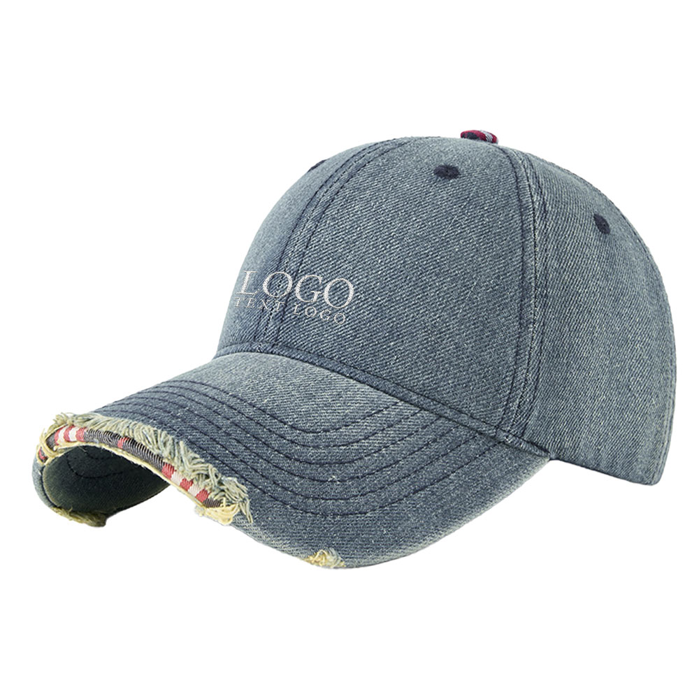 Vintage Denim Washed Baseball Hat Indigo with logo