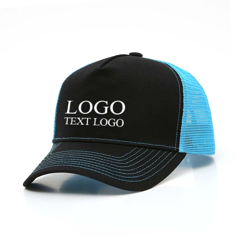 Breathable and Comfortable Five-Panel Richardson Trucker Hats Dark Blue with Logo