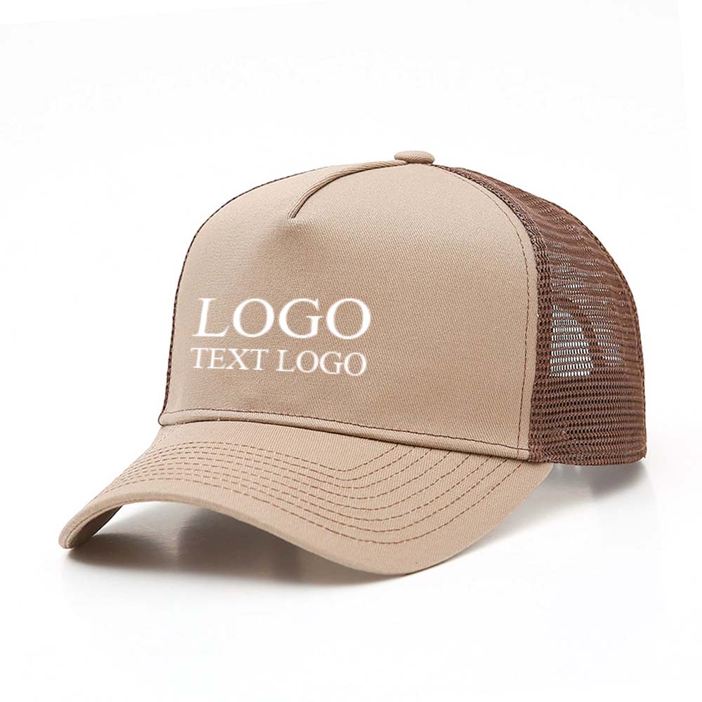 Breathable and Comfortable Five-Panel Richardson Trucker Hats Khaki with Logo