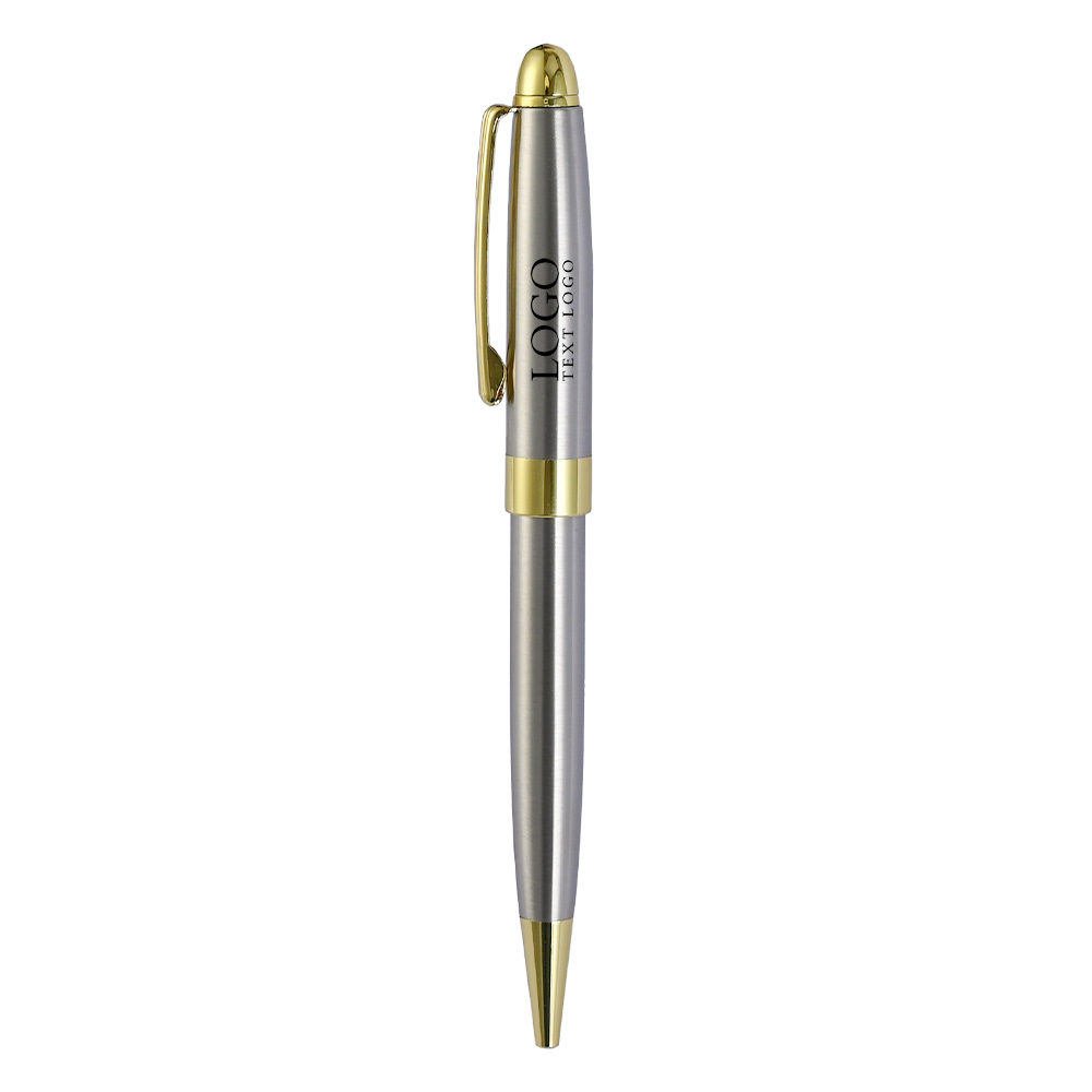 Custom Metallic Ballpoint Pens for Professionals All Steel Gold with Logo