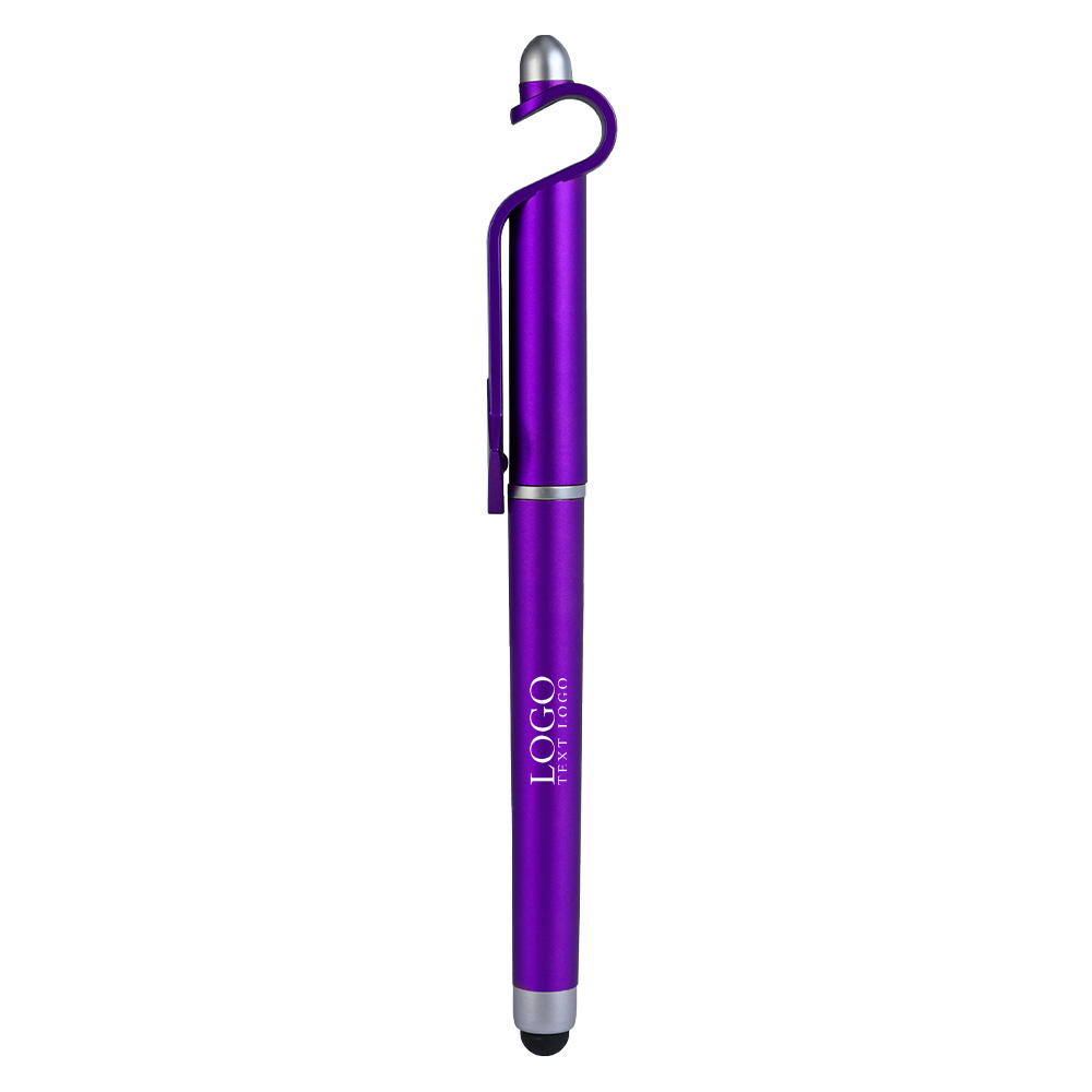 Custom Ultra-Smooth Gel Pen with Stylus Purple with Logo