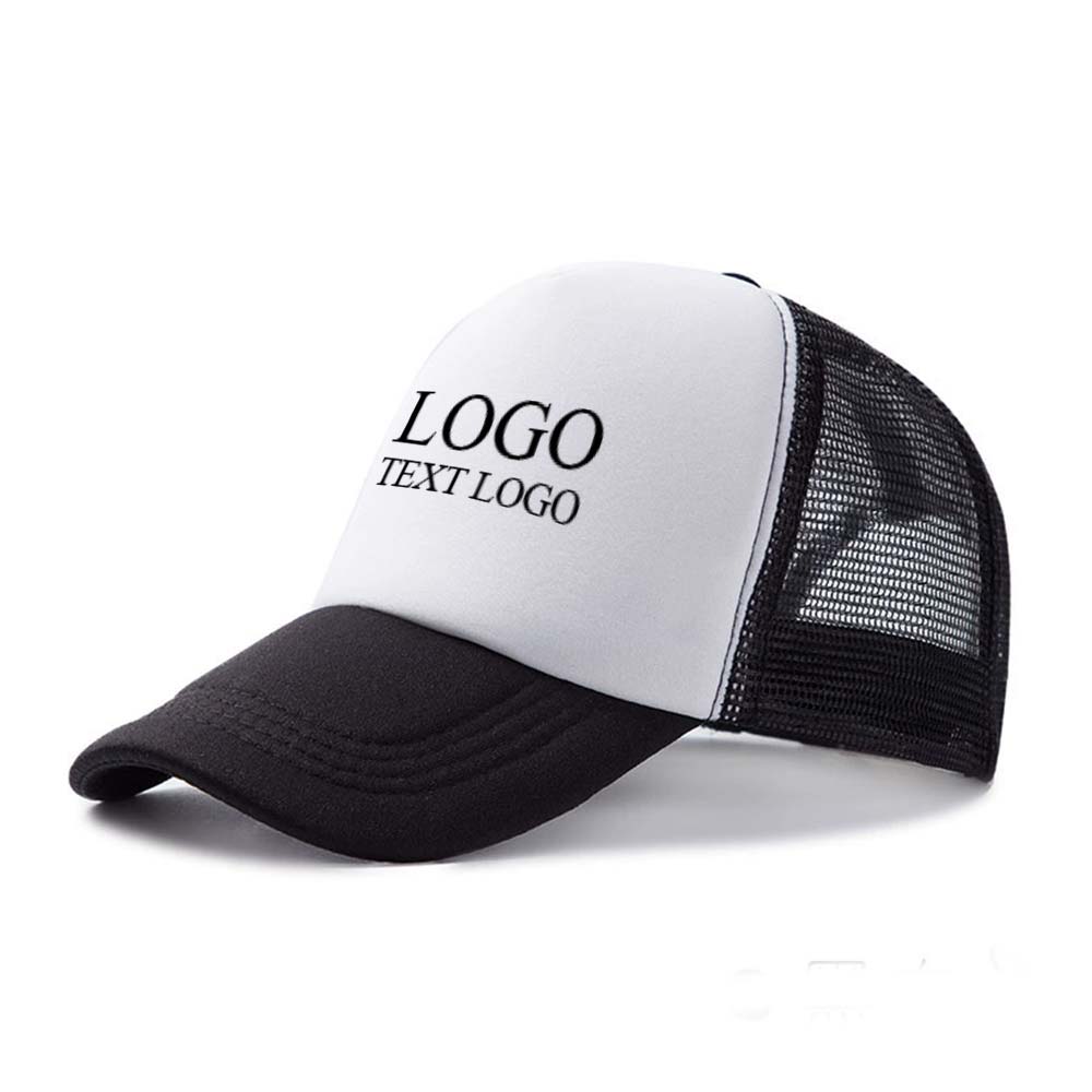 Simple Trucker Hats with Logo Print Black with Logo