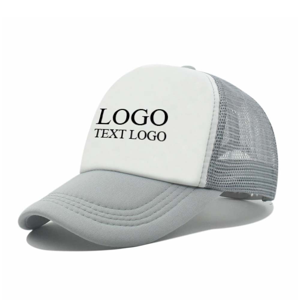 Simple Trucker Hats with Logo Print Gray with Logo