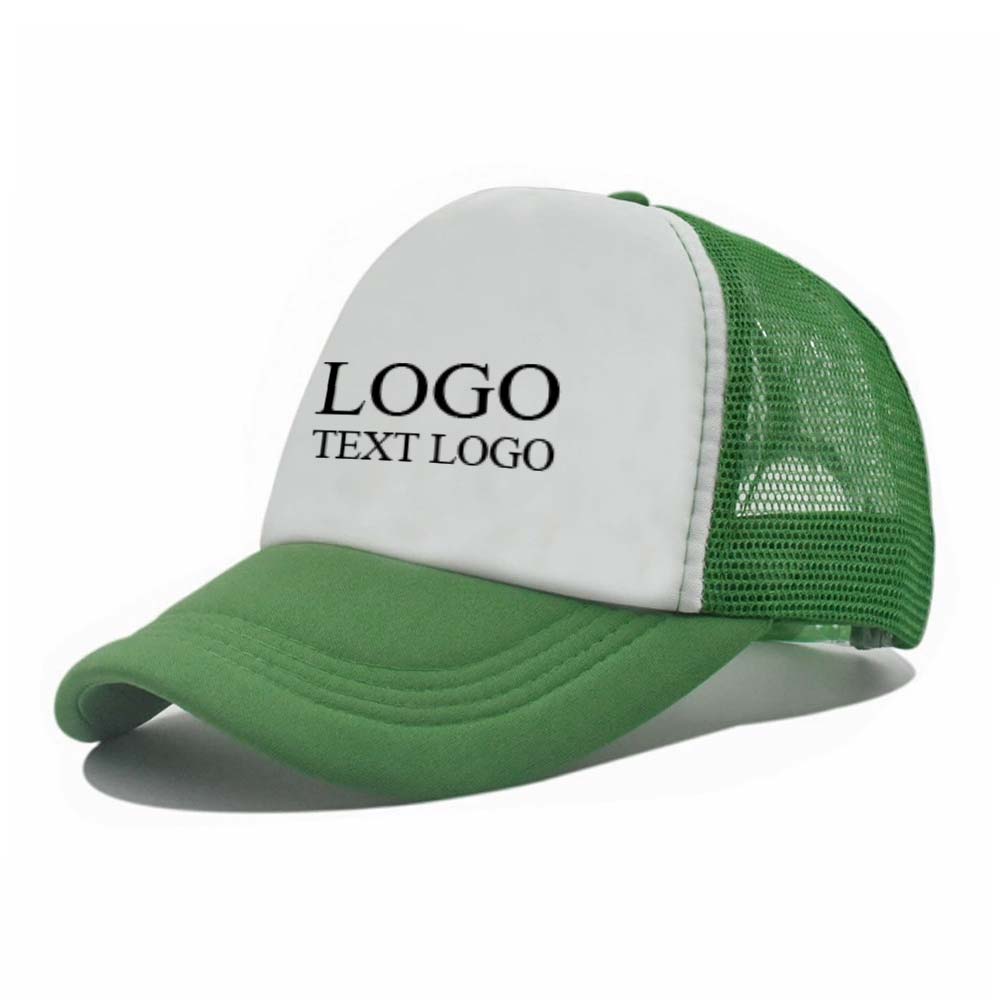 Simple Trucker Hats with Logo Print Green with Logo