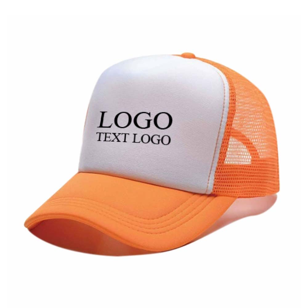 Simple Trucker Hats with Logo Print Orange with Logo