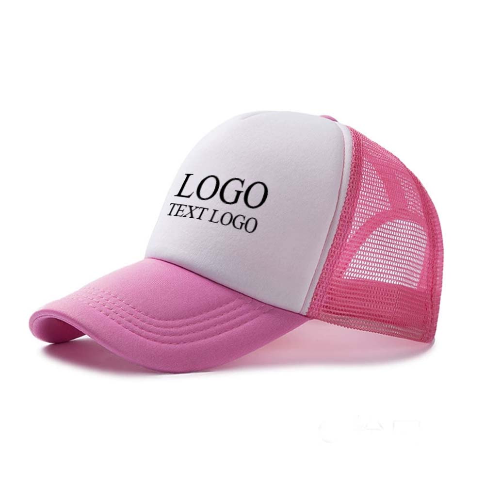 Simple Trucker Hats with Logo Print Pink with Logo
