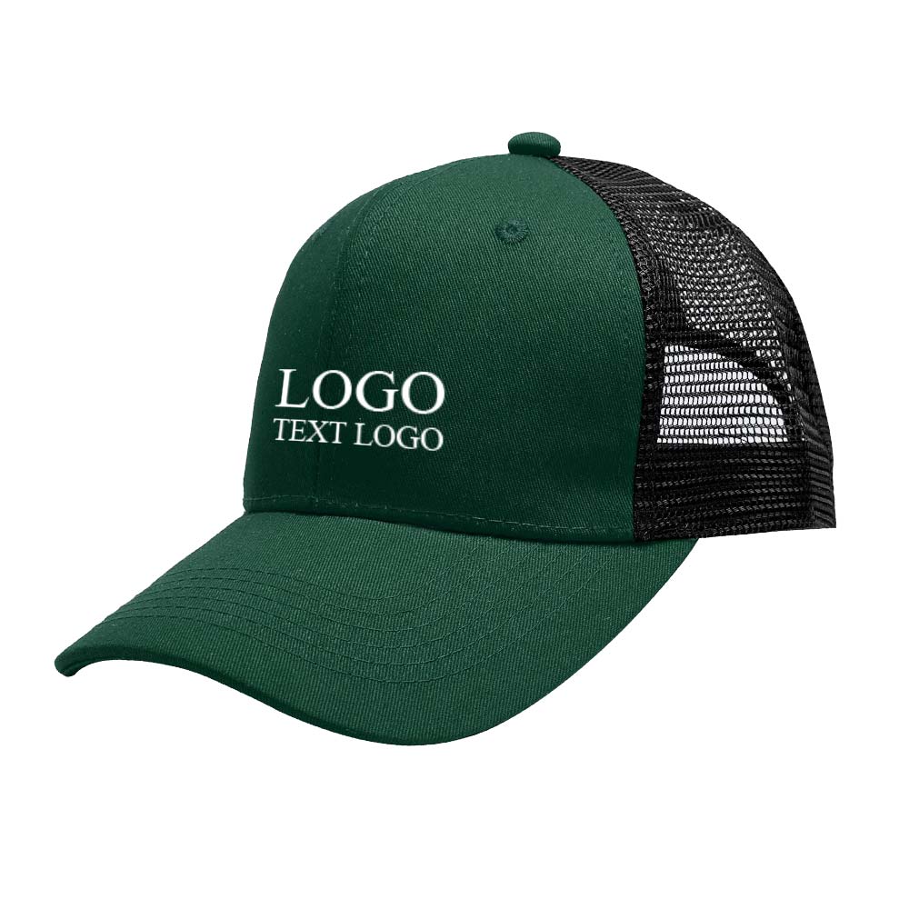 Summer Sun Protection Cotton Trucker Hat Dark Green with logo