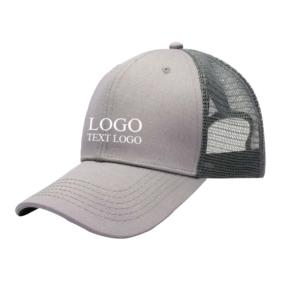 Summer Sun Protection Cotton Trucker Hat Gray with logo