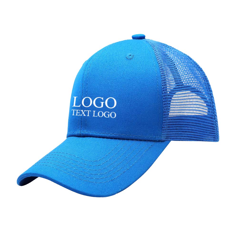 Summer Sun Protection Cotton Trucker Hat Lake Blue with logo