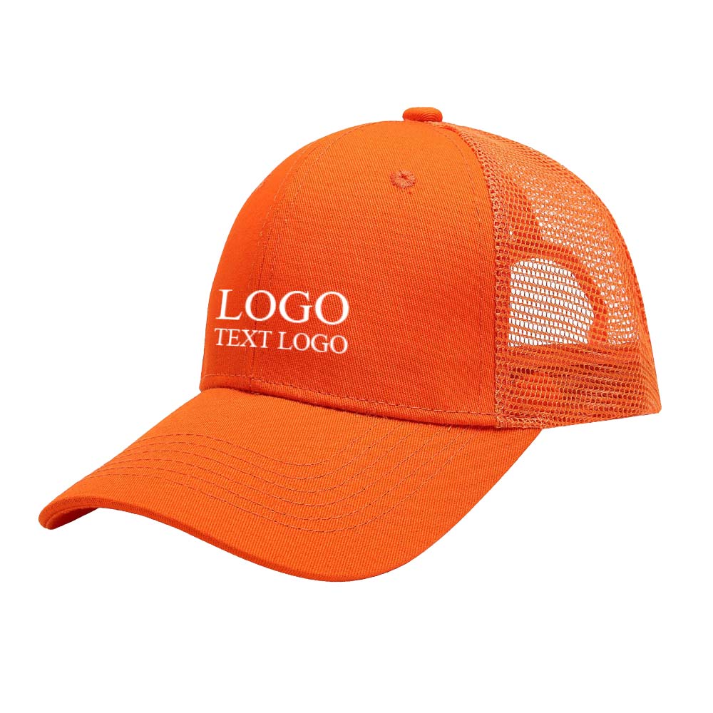 Summer Sun Protection Cotton Trucker Hat Orange with logo