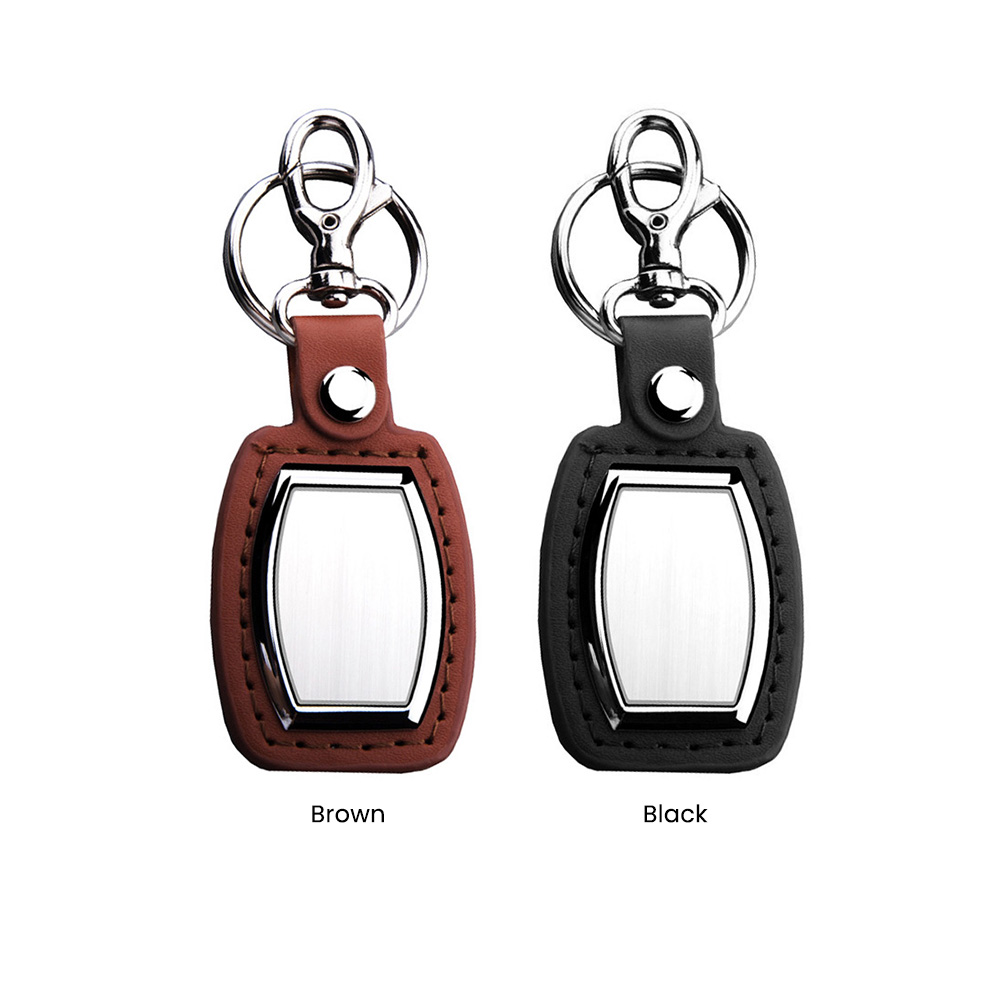 Custom Leather And Brushed Plate Keyring Group With Logo