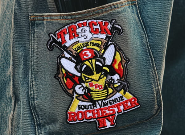 Cool Bee Custom Patches on Denim Jacket