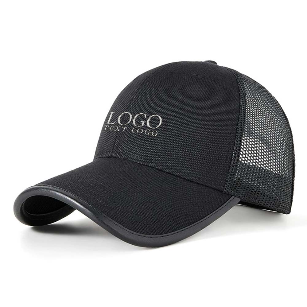 Summer Breathable Cool Trucker Hat Black with logo