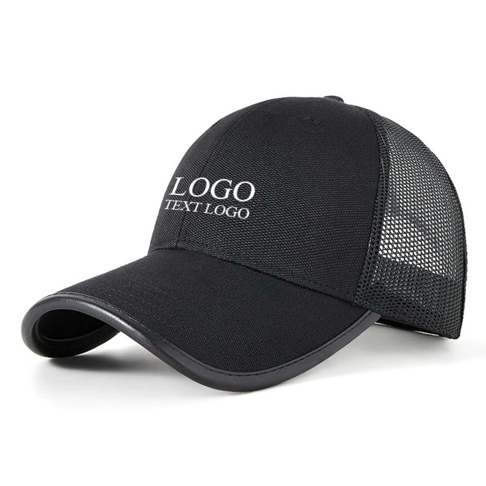 Summer Breathable Cool Trucker Hat Black with logo with logo 