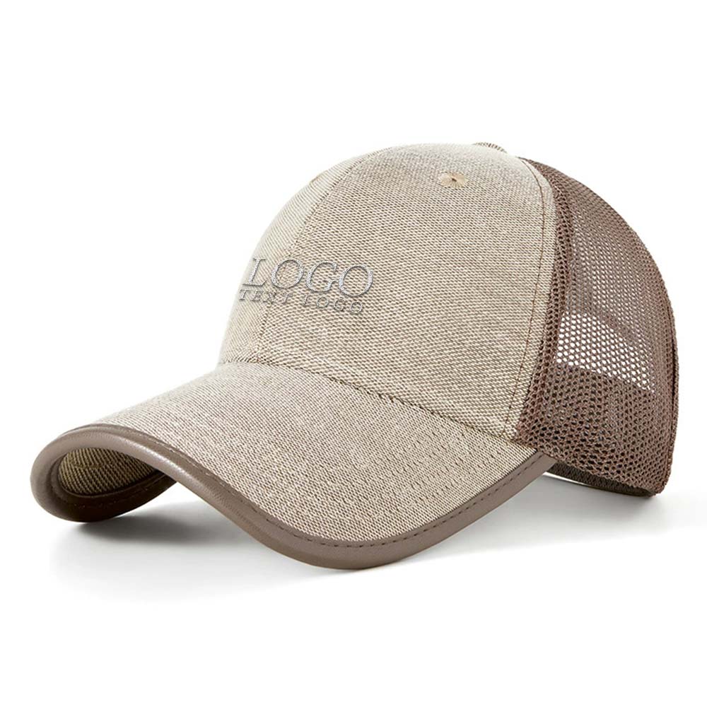 Summer Breathable Cool Trucker Hat Khaki with logo