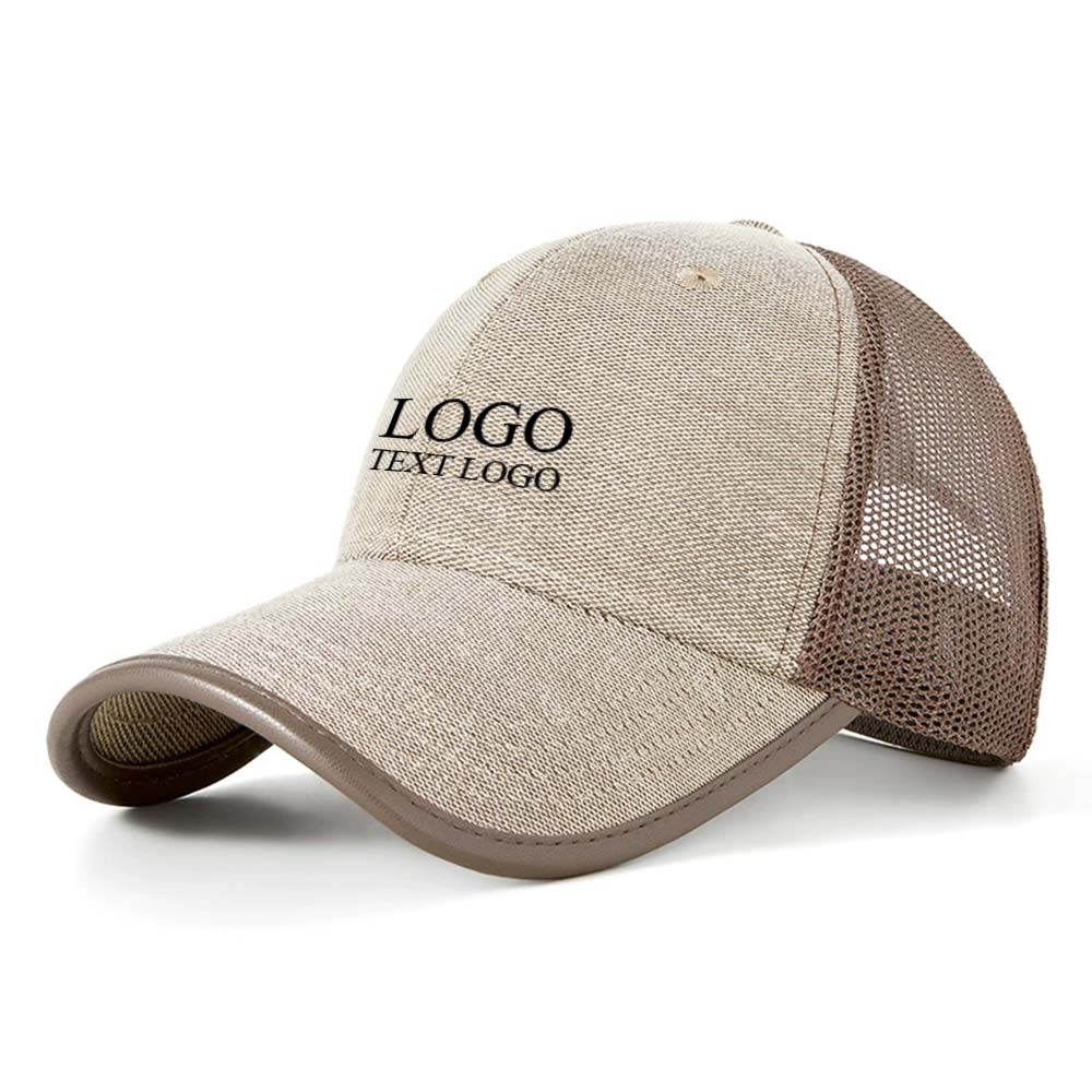 Summer Breathable Cool Trucker Hat Khaki with logo 