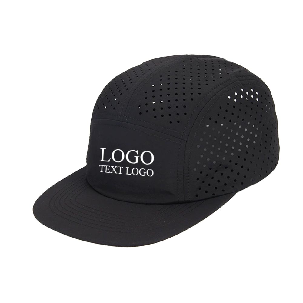 Summer Quick-drying Breathable Trucker Hat Black with logo