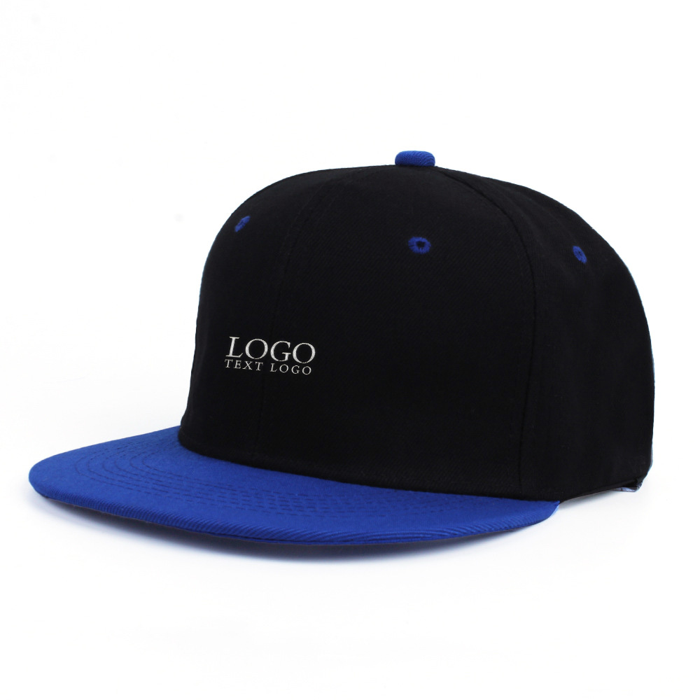 Custom Contrast Color Youth Hats Black with Blue with Logo