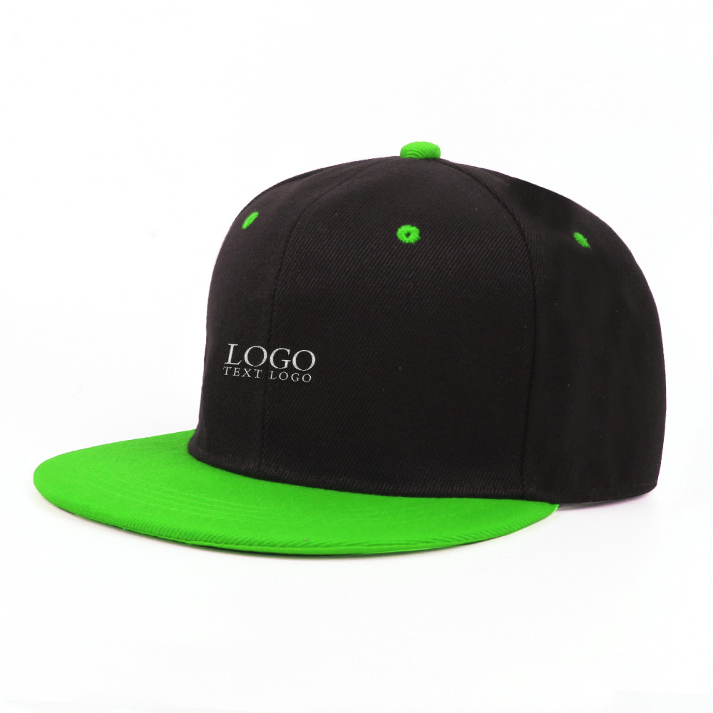 Custom Contrast Color Youth Hats Black with Green with Logo