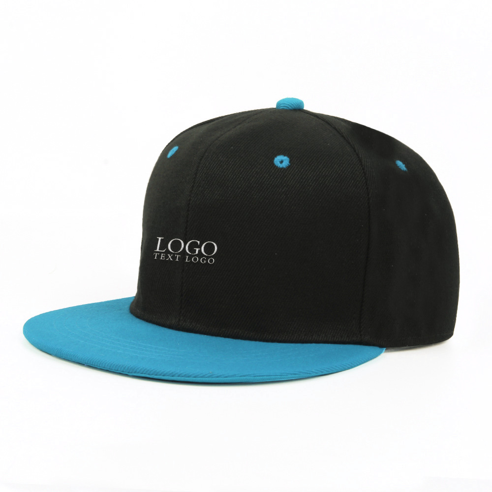 Custom Contrast Color Youth Hats Black with Lake Blue with Logo