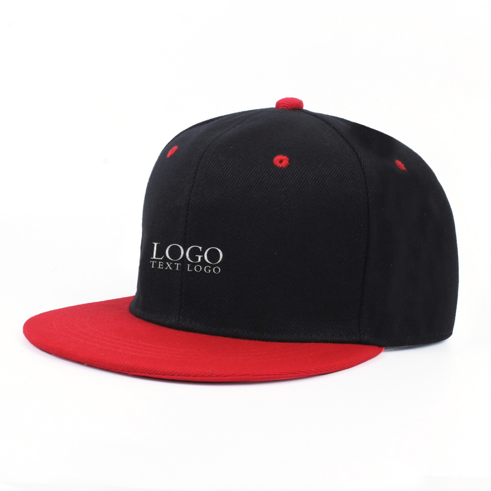 Custom Contrast Color Youth Hats Black with Red with Logo