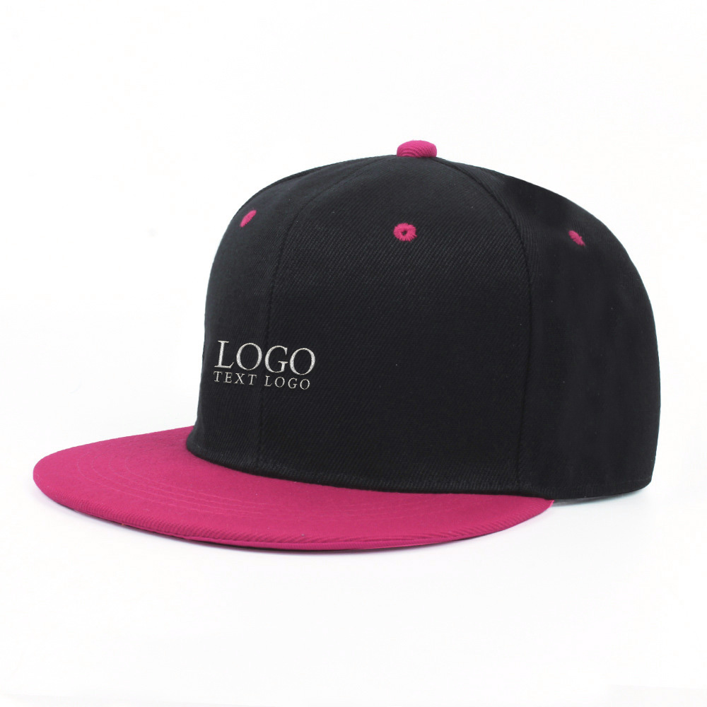 Custom Contrast Color Youth Hats Black with Rose Red with Logo