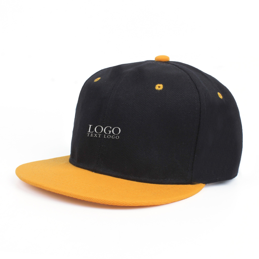 Custom Contrast Color Youth Hats Black with Yellow with Logo