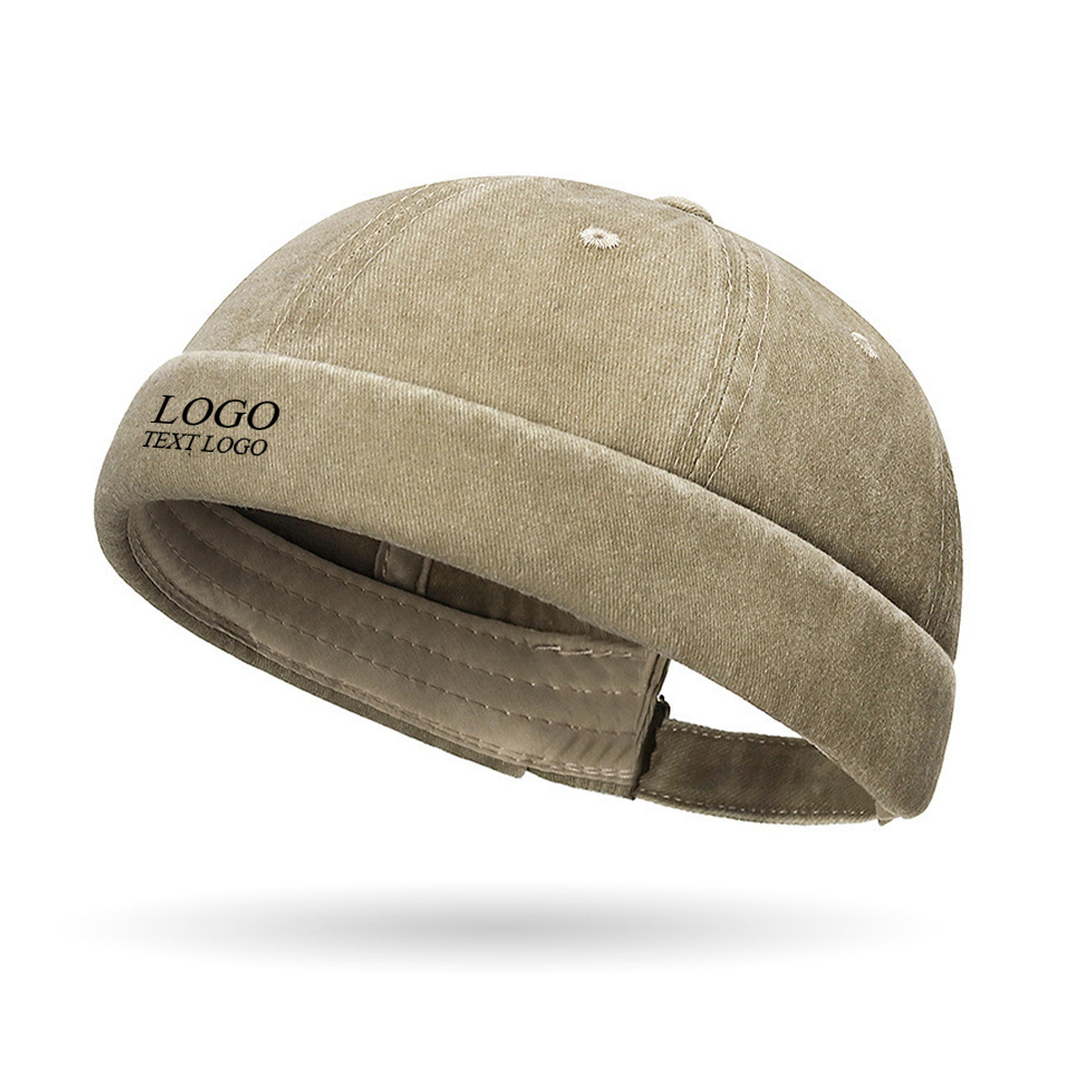 Custom Cotton Youth Hats with Name Beige with Logo