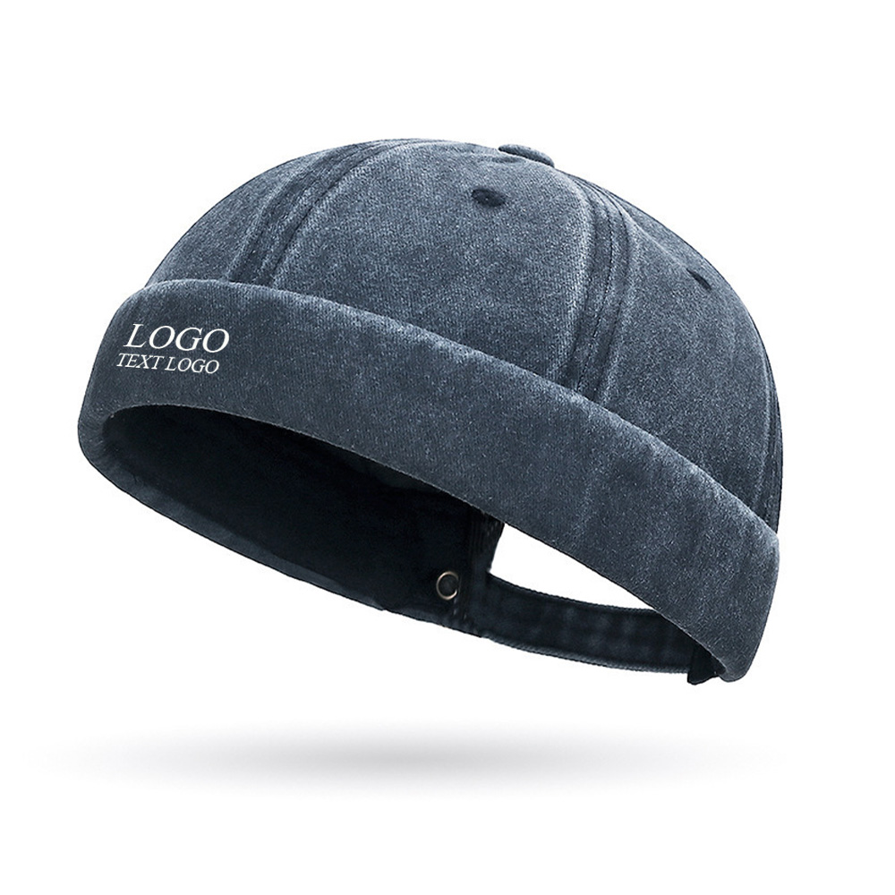 Custom Cotton Youth Hats with Name Navy Blue with Logo