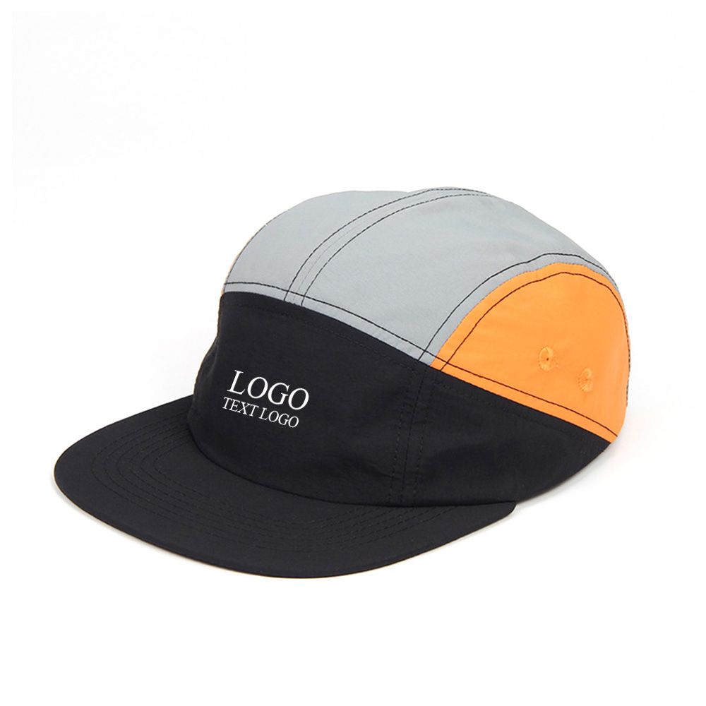 Lightweight and Fashionable Youth Hats Black Orange Smoke Gray Splicing with Logo