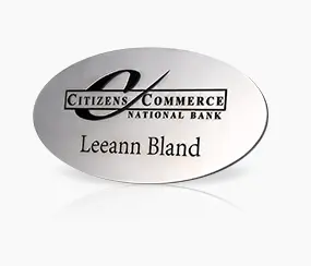 National Bank Metal Name Tag