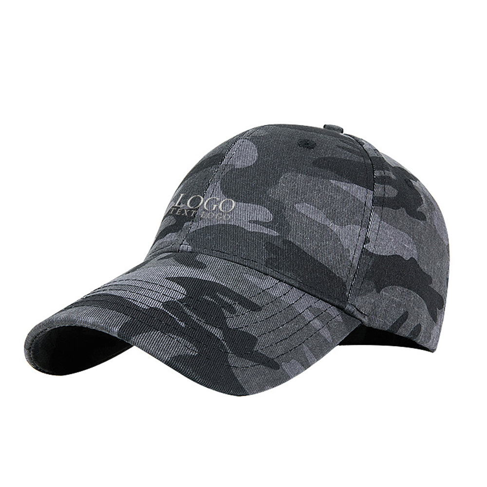 Fashion Camouflage Youth Hats Dark Gray with Logo