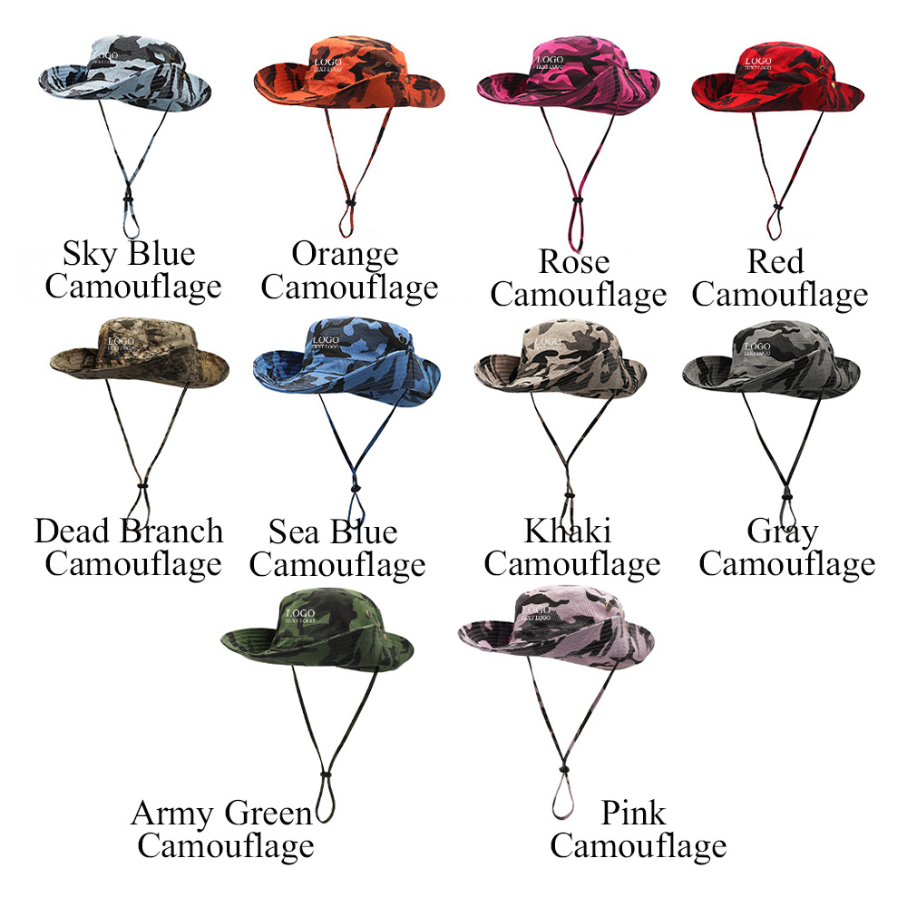 Tactical Camouflage Large Brim Custom Bucket Hats