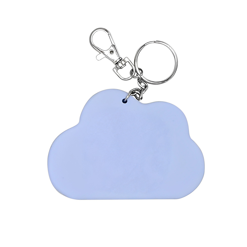 Zipper Coin Purse Bag Cloud Mirror Keychain blue