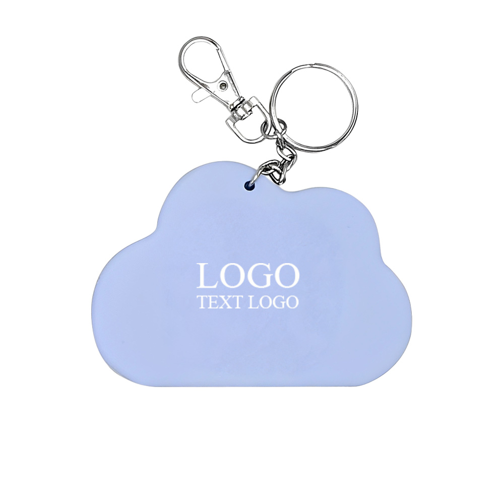 Zipper Coin Purse Bag Cloud Mirror Keychain blue with logo