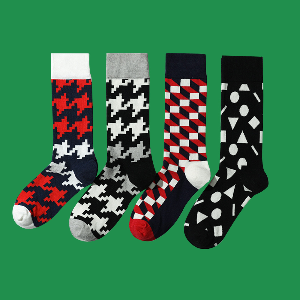 Casual Jacquard Mid Calf Crew Cotton Socks-1