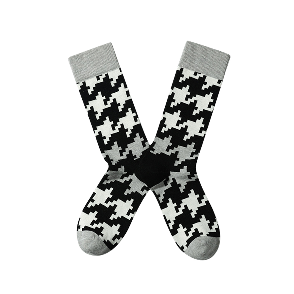Casual Jacquard Mid Calf Crew Cotton Socks-5