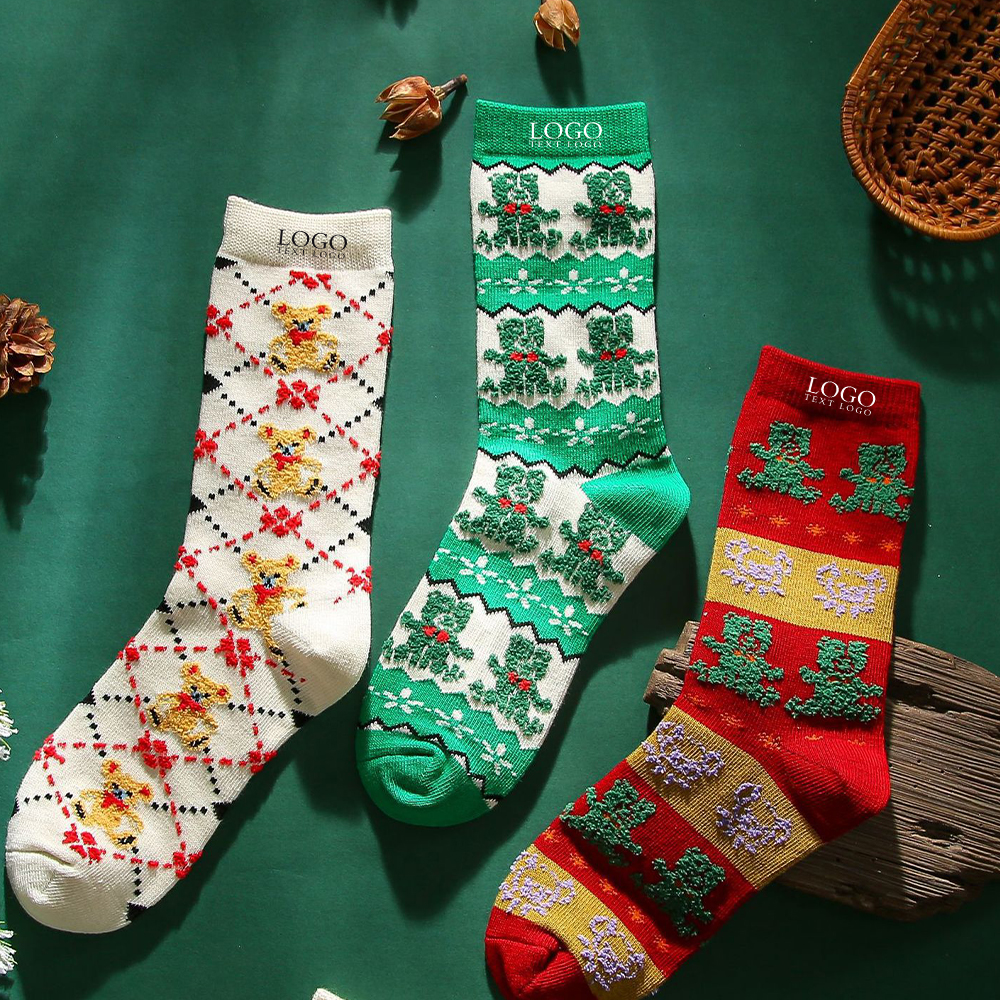Custom Christmas Cotton Crew Socks-7