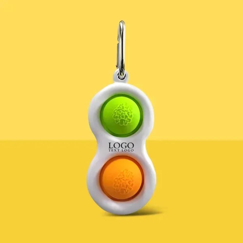 Push Pop Bubble Fidget Toy Keychains Green With Logo