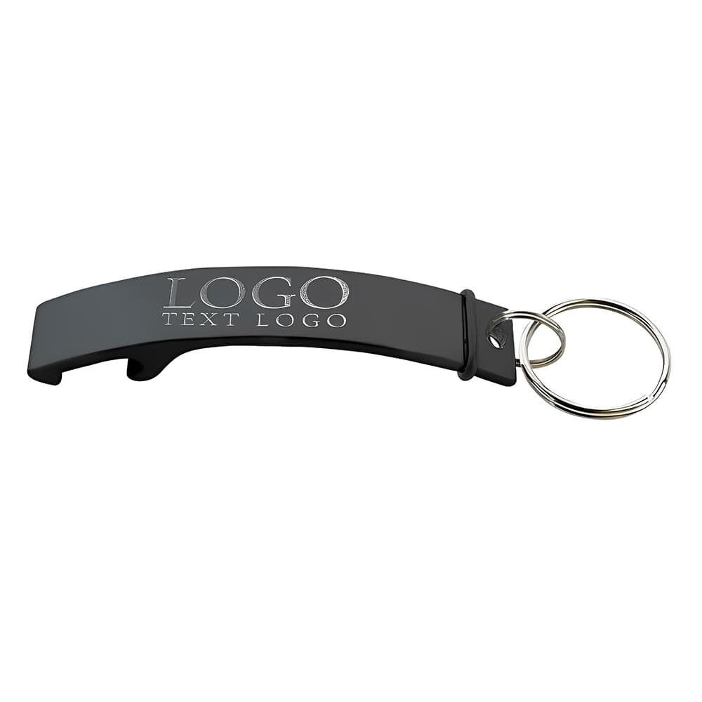 Branded Curve Aluminum Bottle Opener Black With Logo