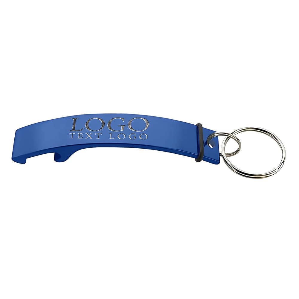 Branded Curve Aluminum Bottle Opener Blue With Logo