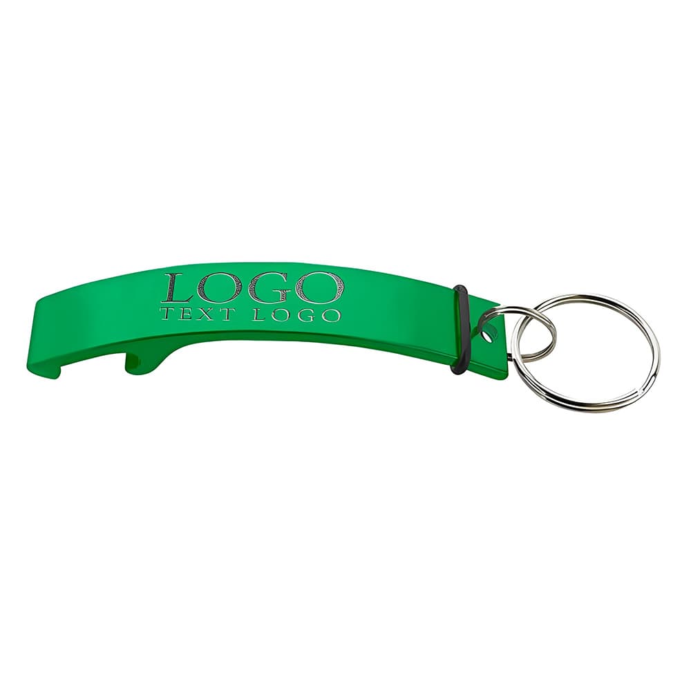 Branded Curve Aluminum Bottle Opener Green With Logo