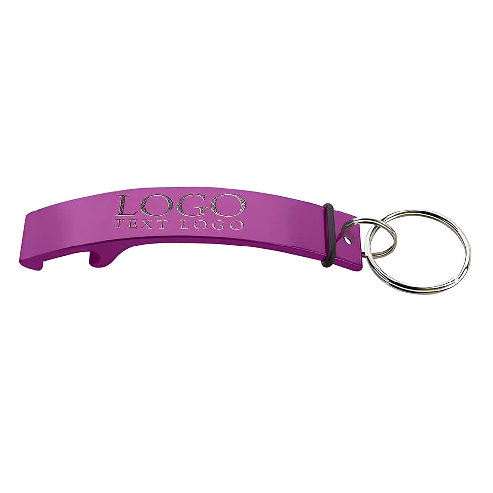 Branded Curve Aluminum Bottle Opener Purple With Logo