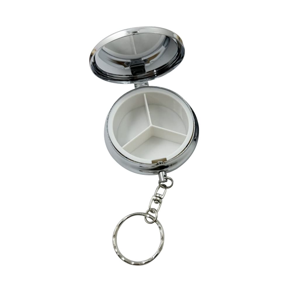 Custom Metal three-compartment pill box keychain