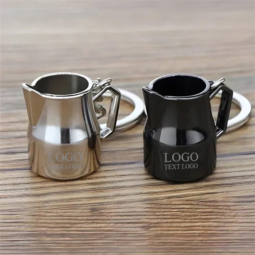 Custom Alloy Coffee Cup Shape Key Chain Black with Logo